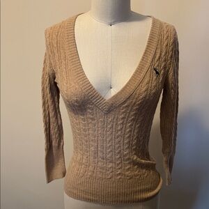 Abercrombie & Fitch Women's Camel V-Neck Sweater